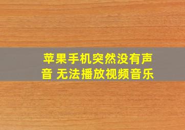 苹果手机突然没有声音 无法播放视频音乐